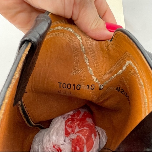 Lucchese 2000 Men Black Leather Western Cowboy Boots Roper T0010 - Sz 10 D - Picture 4 of 13